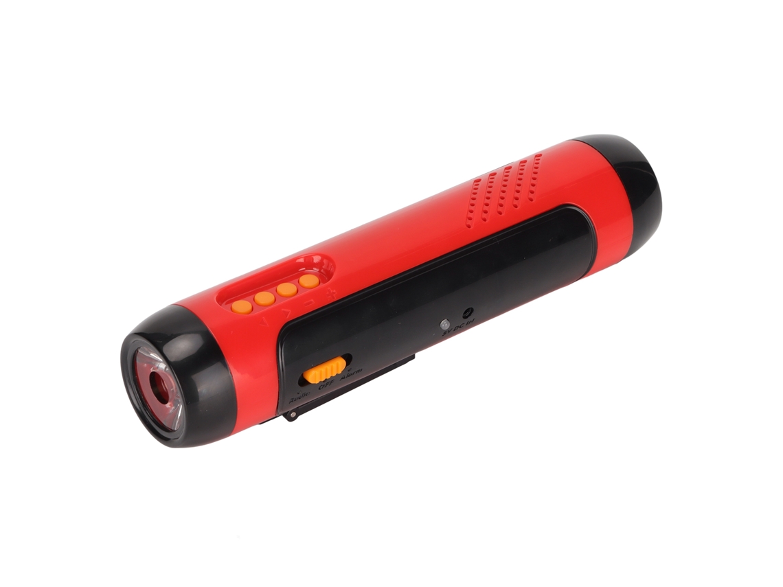Jx-502 Linterna De Emergencia 3w Luz Fuerte Led Linterna De Manivela Soporta Función De Radio Alarma Negro Rojo