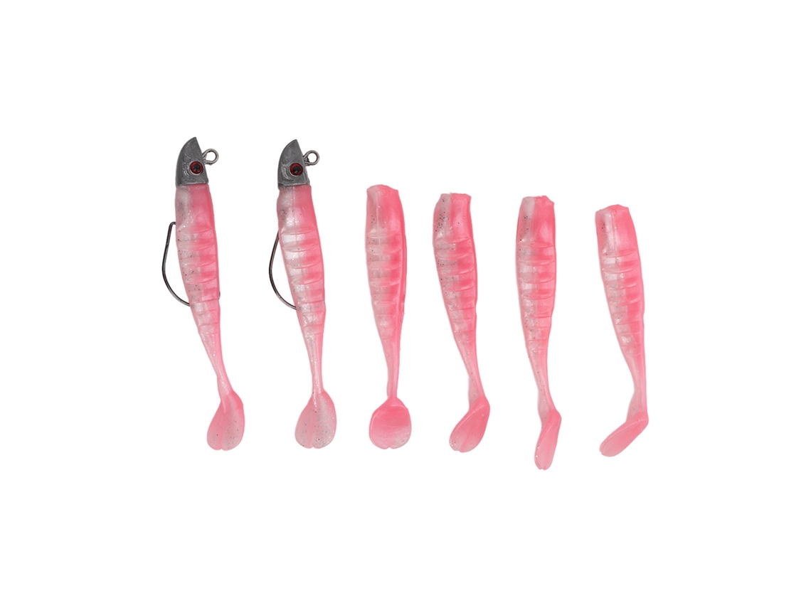 2 Box Señuelo De Pesca Suave Simulación Swimbait Silicona Artificial Para Agua Salada Dulce Rosa