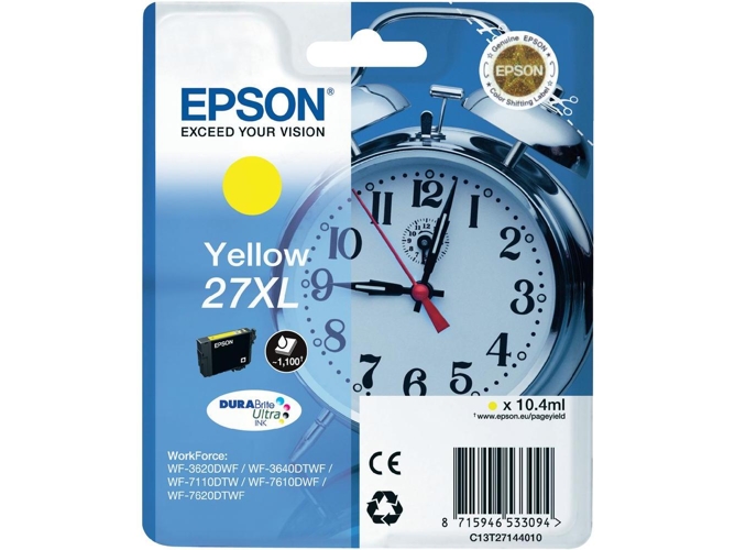 Cartucho de tinta original EPSON 27XL, Despertador 10,4 ml , Amarillo, XL, C13T27144012, T2714
