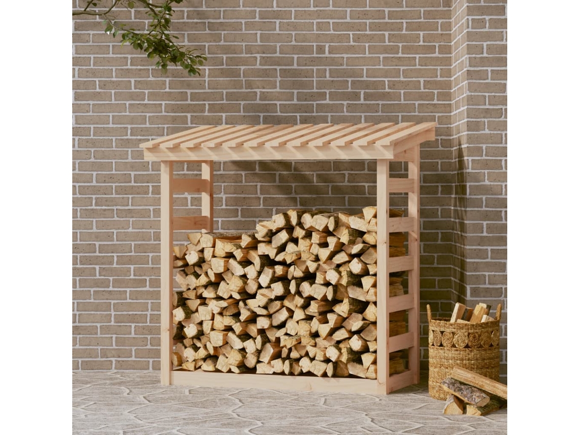 Estante para leña | Leñero de pino macizo (108 x 64,5 x 110 cm) WSD898137 Lovely Home