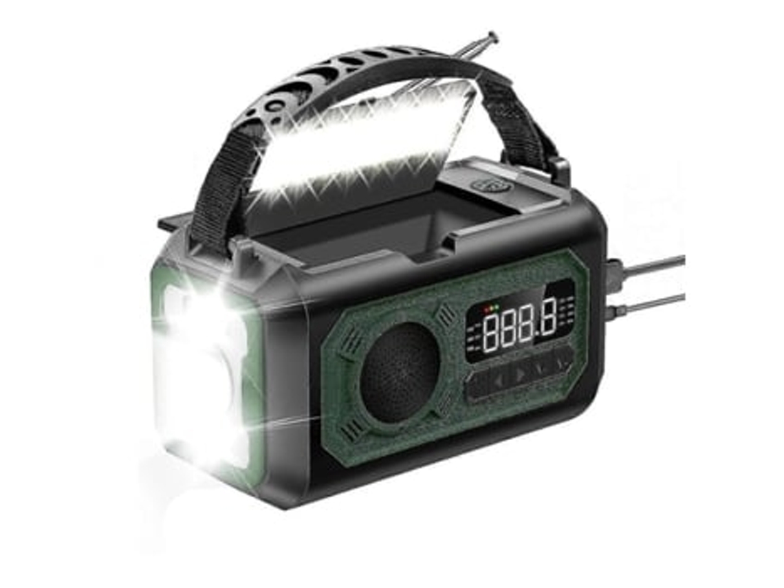 Radio de emergencia de 12000 mAh con manivela, radio solar, radio portátil AM/FM con linterna Panoona