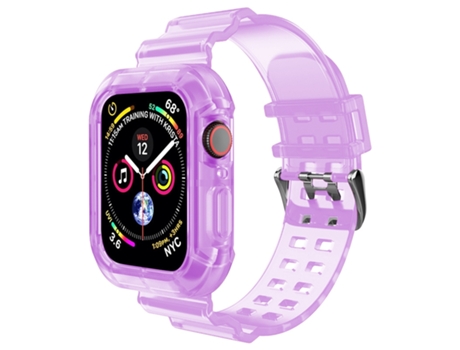 Correa transparente para reloj inteligente para Apple Watch Series 8 y 7 de 45 mm / SE 2 y 6 y SE y 5 y 4 de 44 mm / 3 y 2 y 1 de 42 mm (púrpura tr...