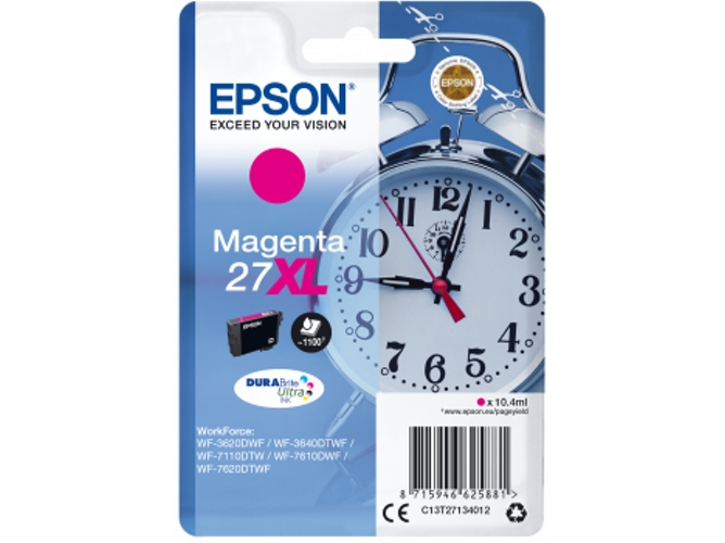 Cartucho de tinta original EPSON 27XL, Despertador 10,4 ml , Magenta, XL, C13T27134012, T2713