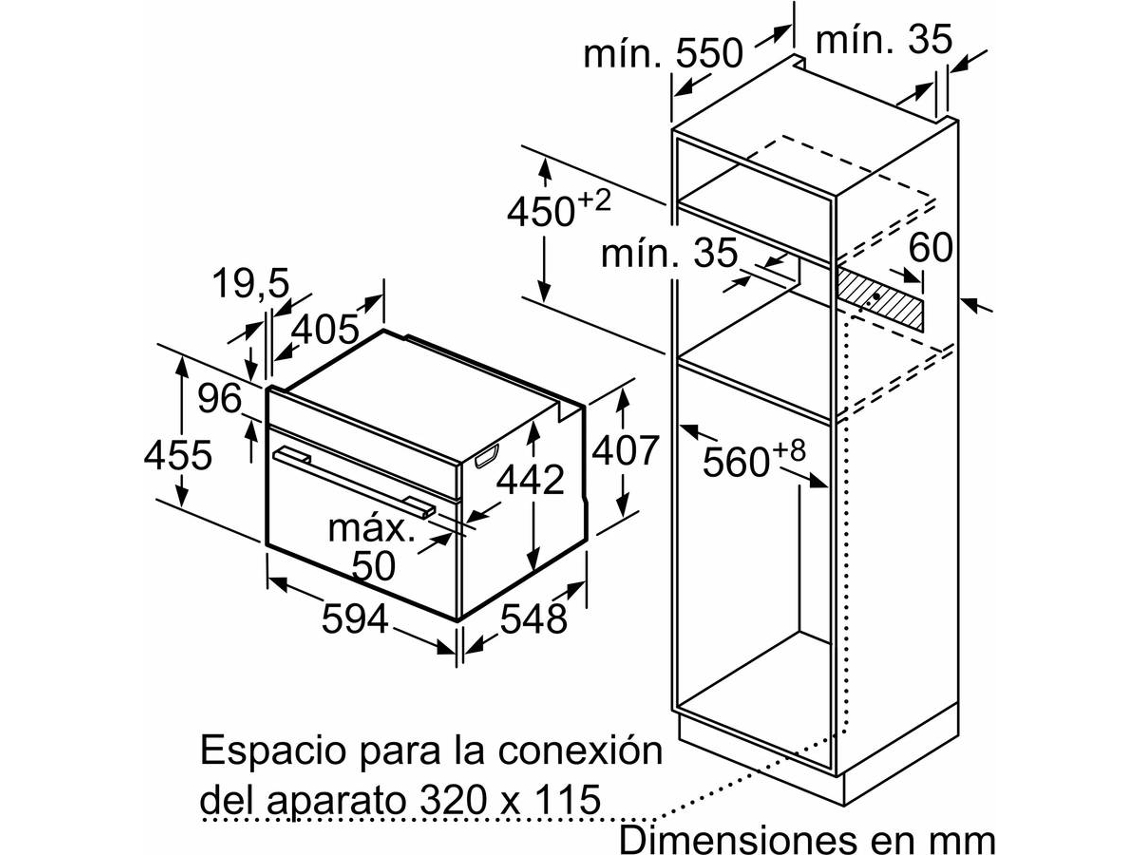 Horno Compacto BALAY 3CB5151A2 CRISTAL GRIS 47L