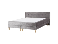 Cama continental BELIANI Marquise de Terciopelo Gris 191x213x91