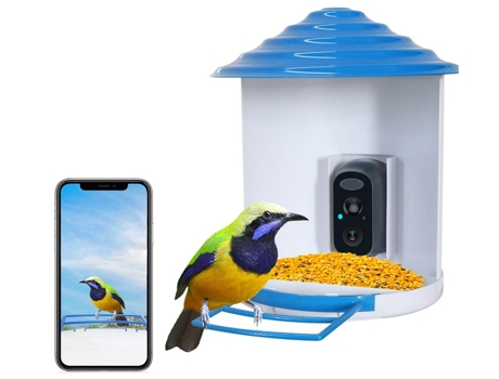 BISBISOUS Bfc-02 Comedero Inteligente para Pájaros con Cámara Captura Automática de Vídeo y Notificaciones Instantáneas Azul