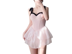 Traje de baño rosa ajustado con tirantes finos, talla L