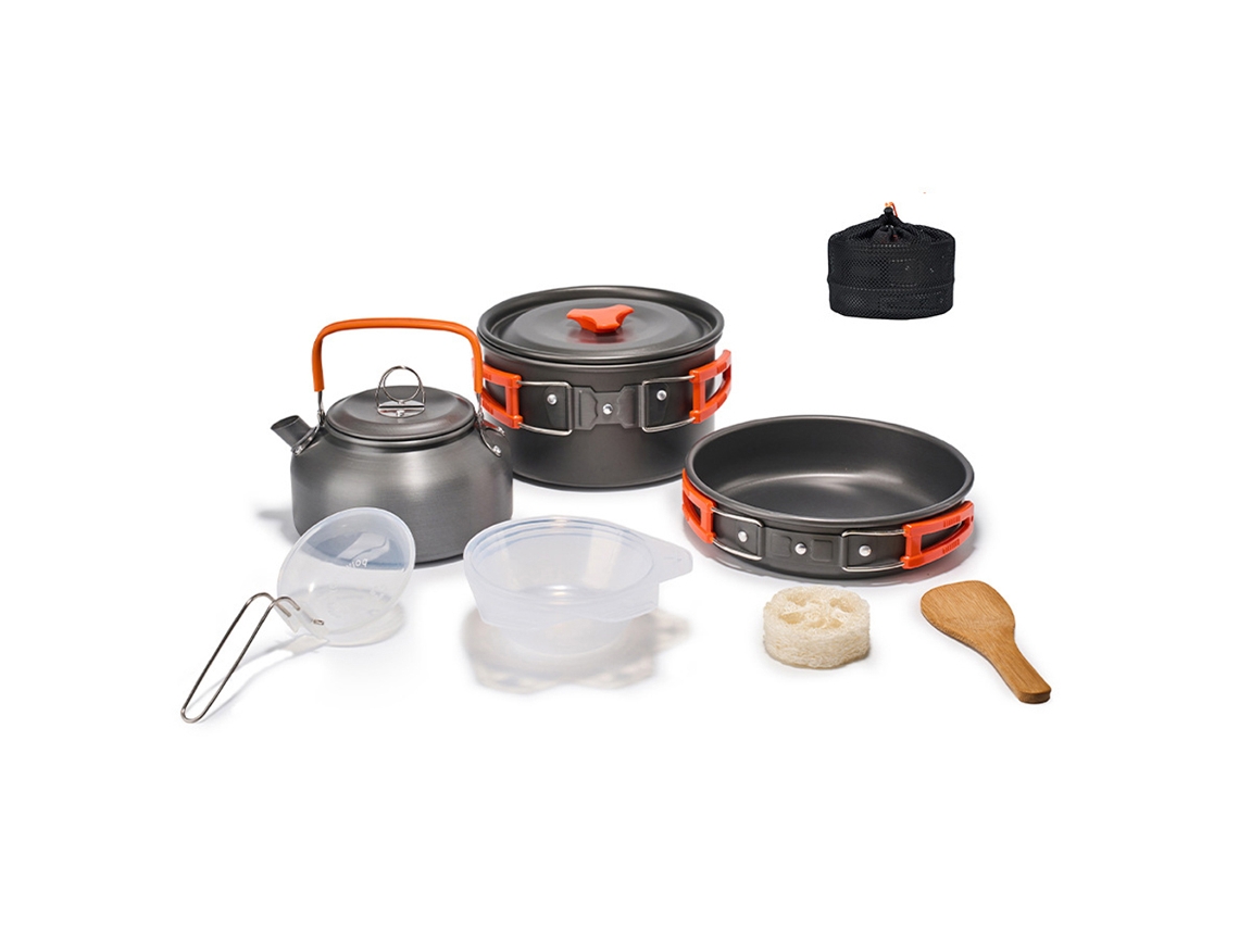 Juego De Utensilios De Cocina Portátiles Para Acampar Y Hacer Senderismo, Con Olla Y Sartén De Aluminio Para Cocinar Al Aire Libre.
