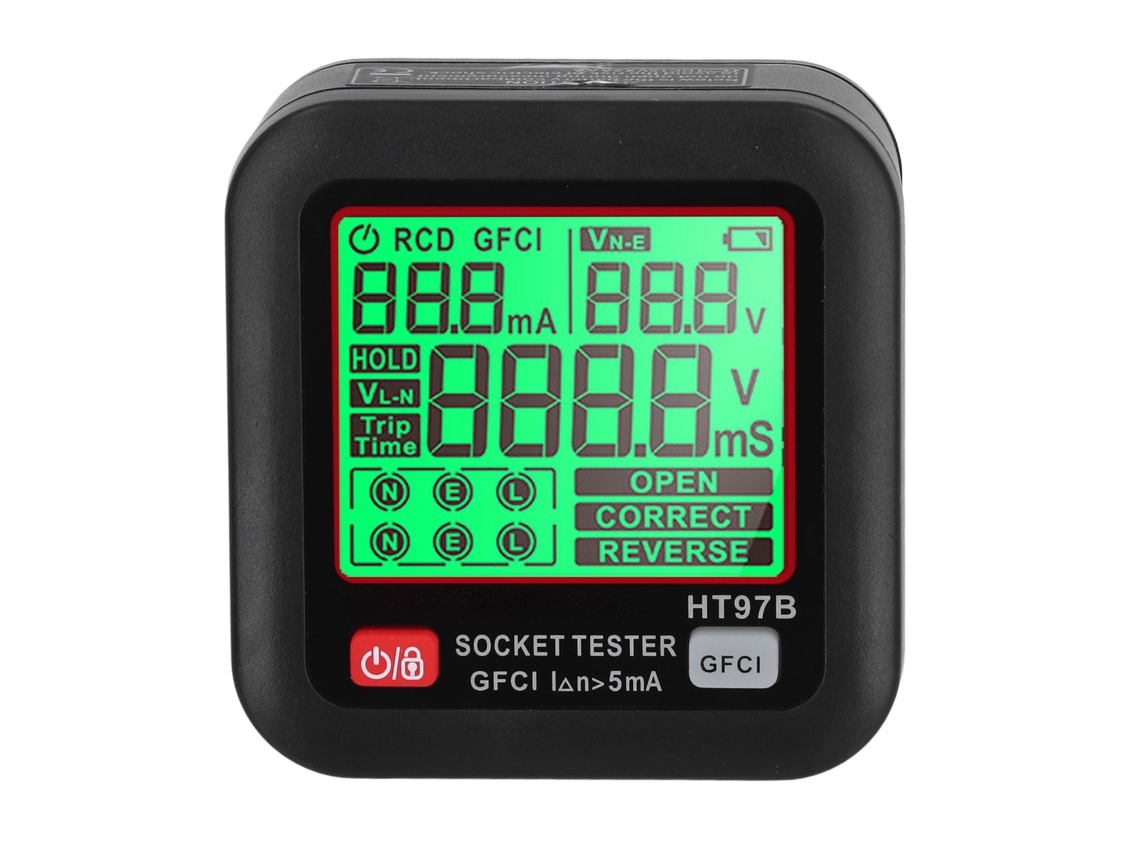 Probador De Enchufes De Alta Precisión Con Pantalla Lcd Digital, Probador De Disparador Eléctrico Gfci 45-65hz