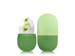 Rodillo de hielo, apto para rostro y ojos, herramienta reutilizable para el cuidado facial en silicona sellada MDUG (verde)