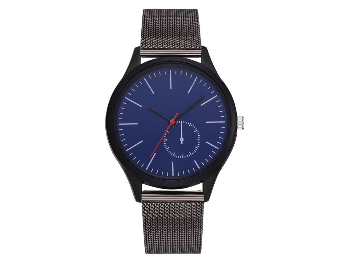 Reloj De Pulsera Unisex Sencillo De Aleación Con Malla Y Cuarzo, Color Azul, Estilo Casual.