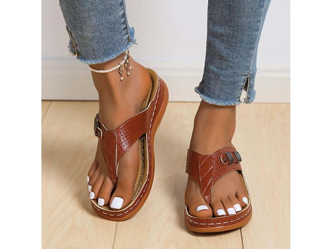 2026-sandalias Ortopédicas De Cuña Para Mujer Con Suelas Ergonómicas Para Playa Y Ocasiones Cualesquiera 39 Marrón