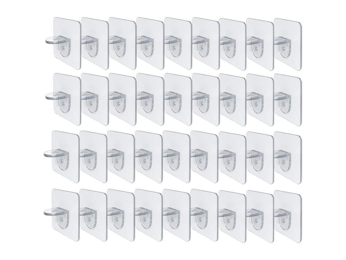 Soportes Para Estantes Autoadhesivos Sin Perforar, 50 Piezas, Capacidad 10 Libras, Abs Transparente, Para Cocina, Armarios Y Estanterías