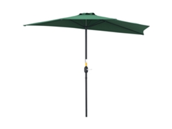VPMKP - Sombrilla Outsunny Half Parasol Ø2,7 m balcón, 5 varillas metálicas, poliéster verde