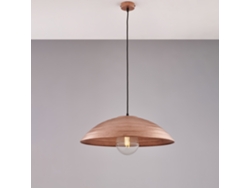 Lámpara colgante Sender de 50 cm de diámetro en hierro negro con acabado cobre antiguo. Incluye cable eléctrico ajustable tapizado en tela y una luz Belight.