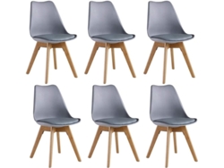 Conjunto de 6 Cadeiras de Jantar LIFE INTERIORS (83 x 44 x 48 x 46 - Couro Sintético - Cinzento)