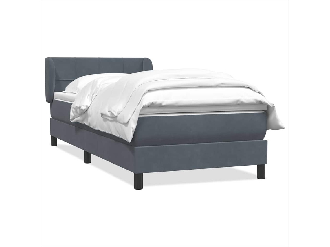 Maison Exclusive - Cama Box Spring Con Colchón Terciopelo Gris Oscuro 80x220 Cm