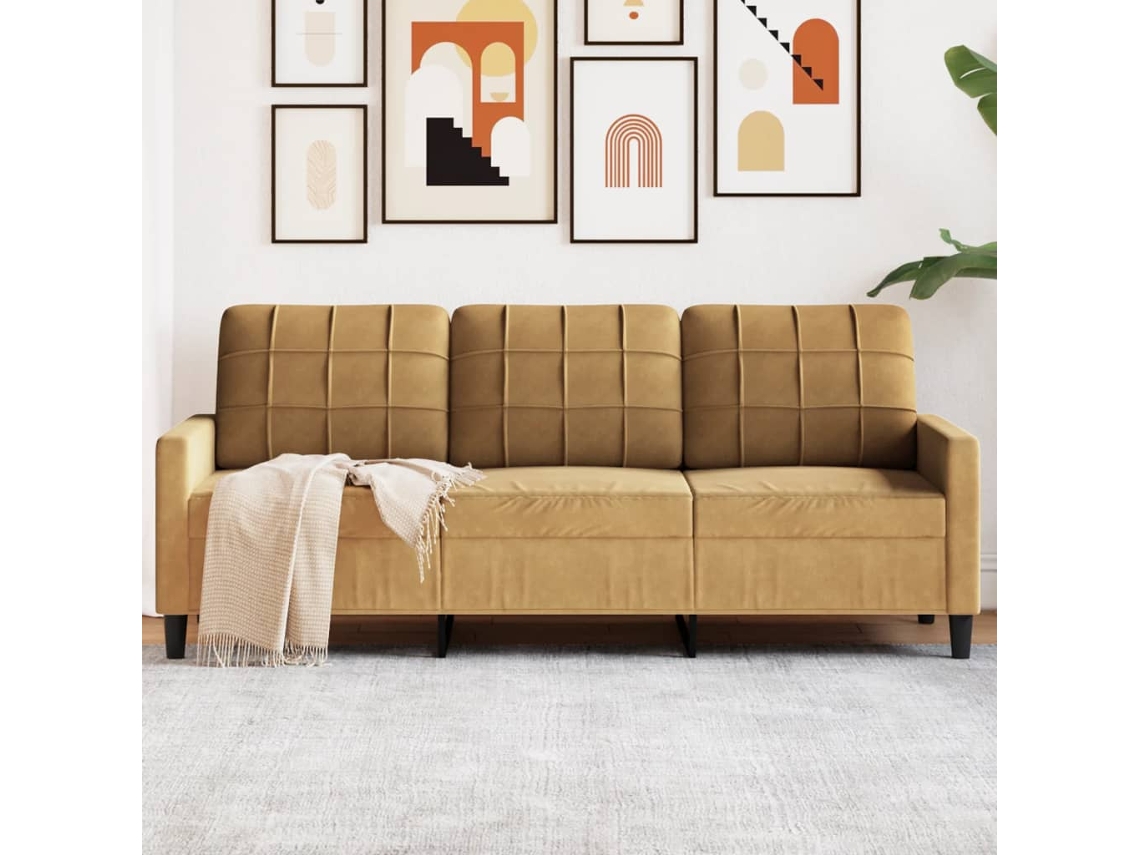 Sofá De 3 Plazas | Sofá De Salón | Sofá De Descanso Terciopelo Marrón 180 Cm Wsd565105