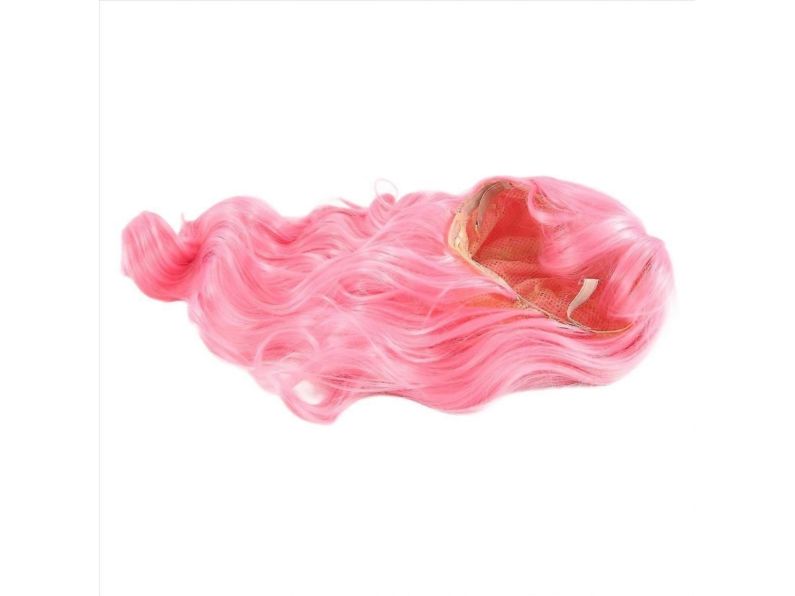 Peluca rosa con flequillo, larga y ondulada, resistente al calor. TAISHENGDA