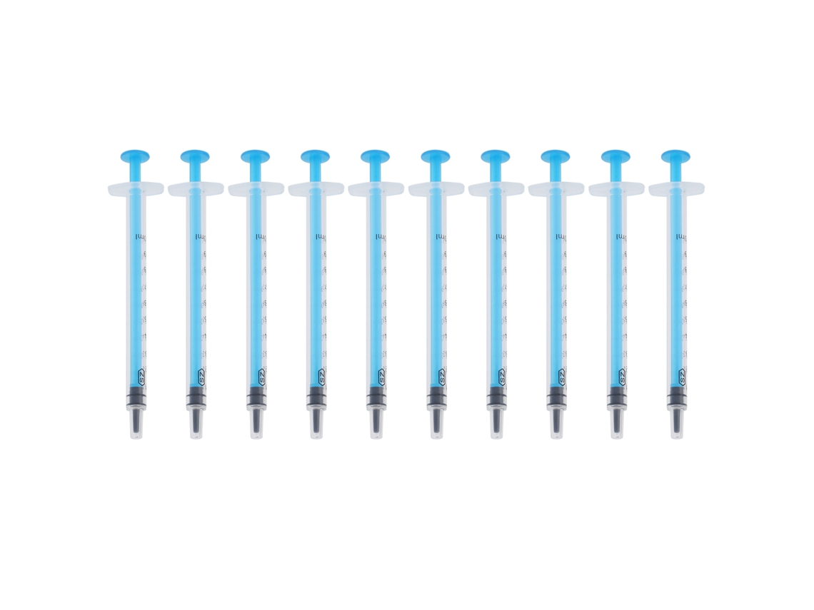 10 Jeringas Industriales Manuales De Plástico De 1 Ml Con Cuello Recto, Desechables, Con Pulsador Manual.