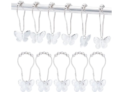 Nbeads - 12 ganchos para cortina de ducha con forma de mariposa, anillas de hierro para cortinas de ducha, anillas Vayotoy