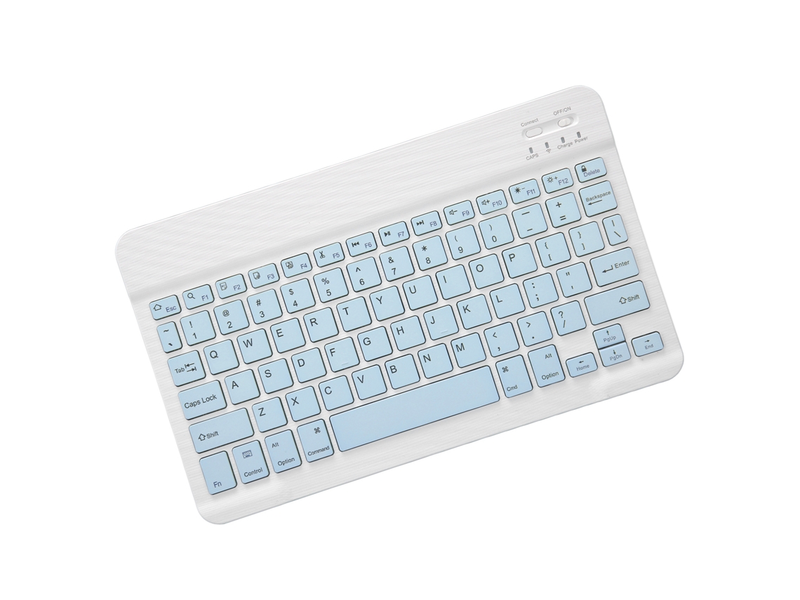 Teclado Inalámbrico Ultrafino Para Tabletas Ios Con Accesos Directos Y Modo De Suspensión Automática, Conexión Bluetooth, Azul Cielo.
