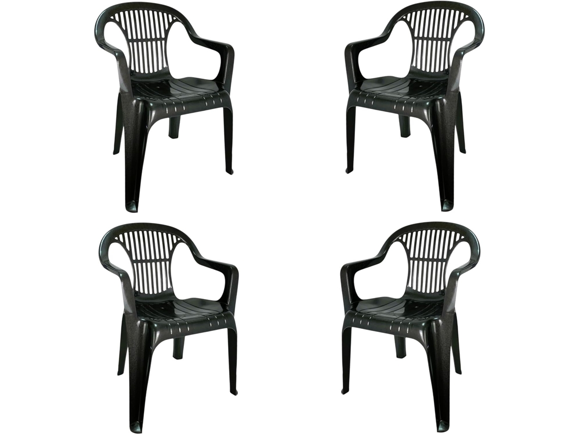 Set de Sillas plasticas para Terraza, Jardín, Patio, Playa, Camping, apilables (4X Gris Antracita) COSHANO