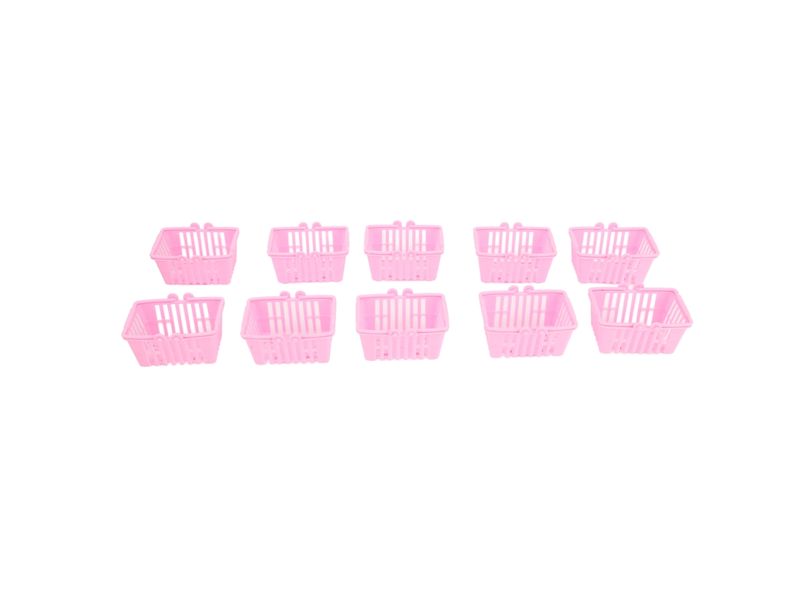10 Cestas De La Compra En Miniatura De Plástico Rosa Para Casas De Muñecas, Ideales Para Manualidades Y Decoración.