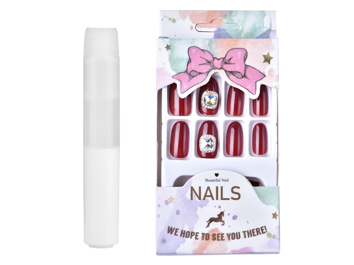 Rebe-24pcs Uñas postizas de cobertura total Puntas artificiales Decoración de manicura 7