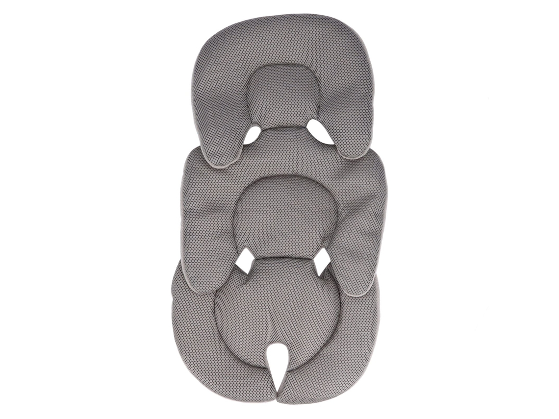 Forro universal para cochecito y cuna con cojín lumbar, extraíble y protector, gris.