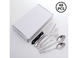 Juego de cubiertos MDUG de acero inoxidable de 48 piezas con incrustaciones de diamante, tenedor y cuchara (48 piezas plateadas)