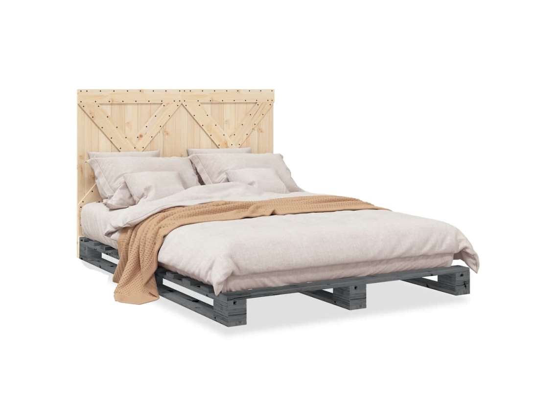 Maison Exclusive - Estructura De Cama Sin Colchón Madera De Pino Gris 160x200 Cm