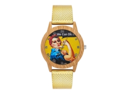 Reloj De Pareja Unisex Con Dial De Niña Correa De Silicona Oro Cuadrado Cuarzo