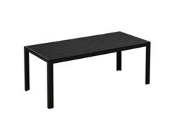 Mesa Jardín,plástico,190x84.5cm,impermeable,aspecto Madera,antideslizante,negro