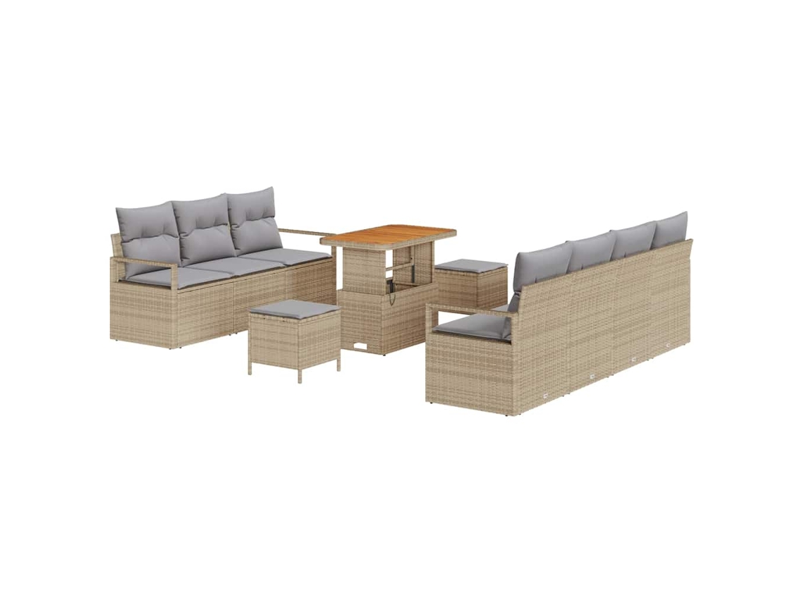 Maison Exclusive - Conjunto De Sofás De Jardín 10 Pcs Beige Ratán Sintético