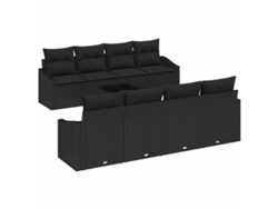 Maison Exclusive - Juego de sofás de 7 piezas con cojines, mimbre negro