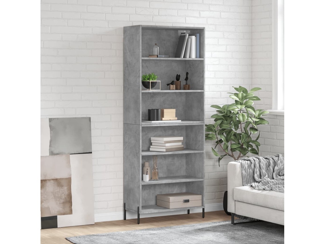 Aparador Alto Madera Ingeniería Gris Hormigón 69,5x32,5x180 Cm