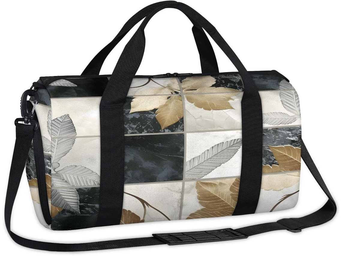 Bolsa Deportiva Cuadrada Mármol Diseño Hojas Para Fines Semana Bolsa Viaje Niños Niñas Mujeres Hombres