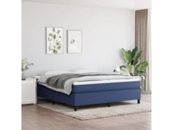Cama Box Spring Con Colchón Tela Azul 180x200 Cm