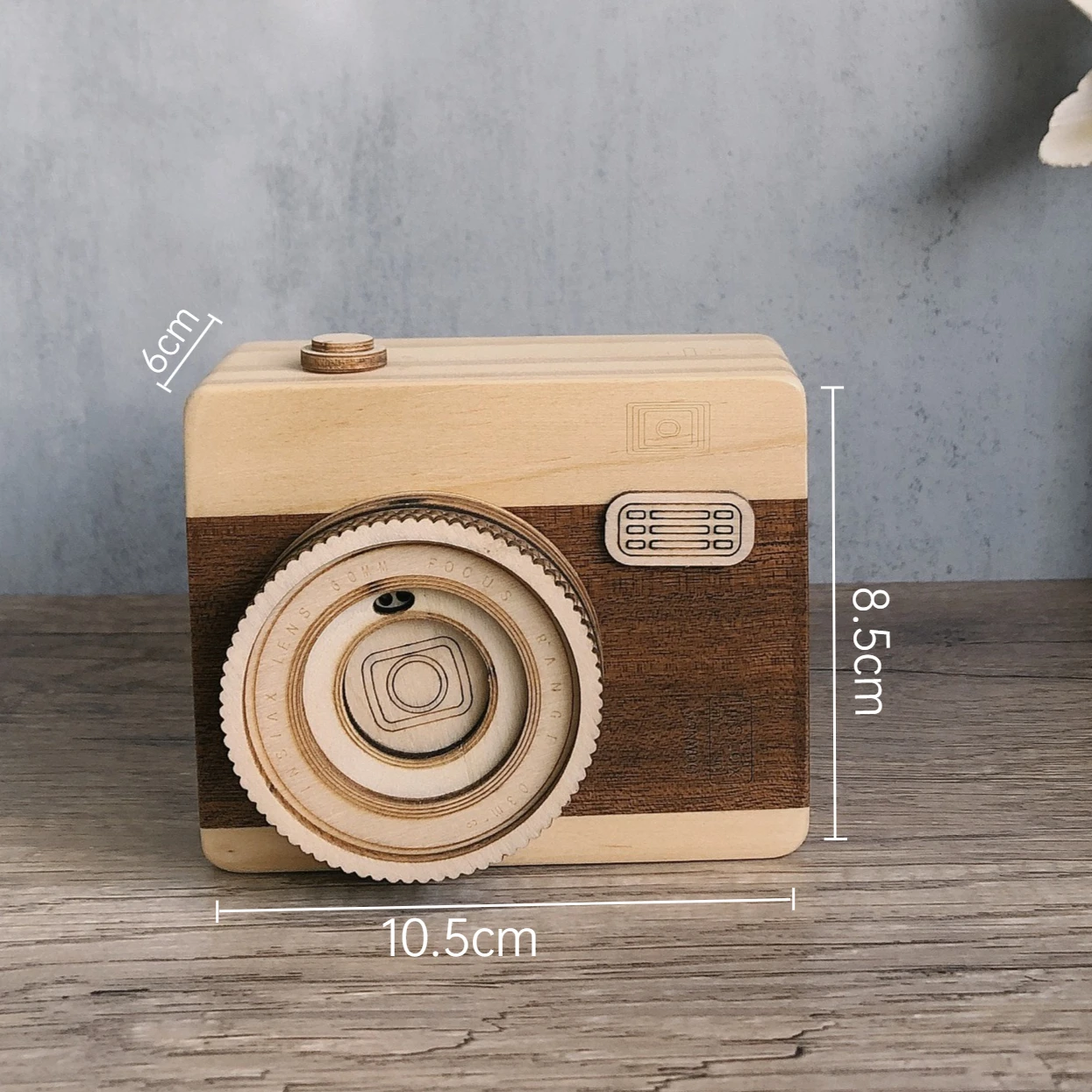 (estilo 2) Caja De Música De Madera Vintage Con Forma De Cámara, Caja De Música Mecánica Hecha A Mano Con Forma De Cámara.