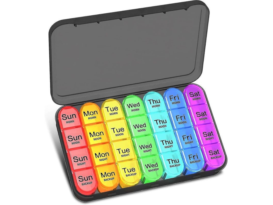 Organizador De Pastillas Para 4 Tomas Diarias, Organizador Semanal De Pastillas (negro)