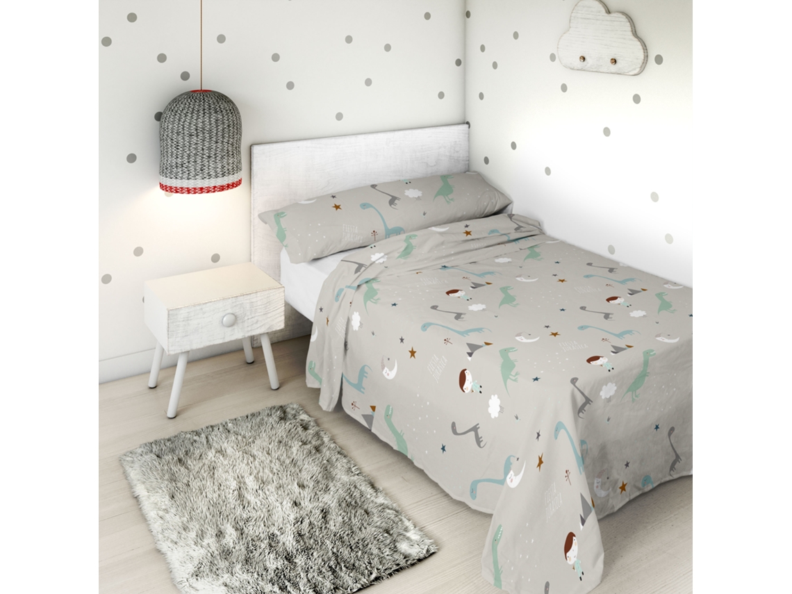 Sábana Encimera Con Funda De Almohada Cama 90 Algodón Extra Suave Fabricado En España Jurasic White HACIENDO EL INDIO