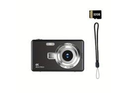 Cámara digital portátil Yizhood 4K HD con enfoque automático, tarjeta de memoria de 32 g y luz preiluminada (negra)