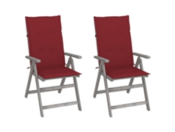 Sillas de jardín reclinables de 2 piezas con cojines DKD Home Decor, acacia maciza