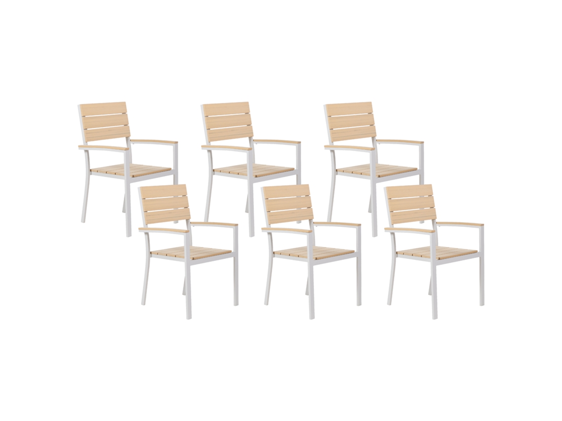 Conjunto de 6 sillas BELIANI Como de Madera plástica Beige 55x55x90