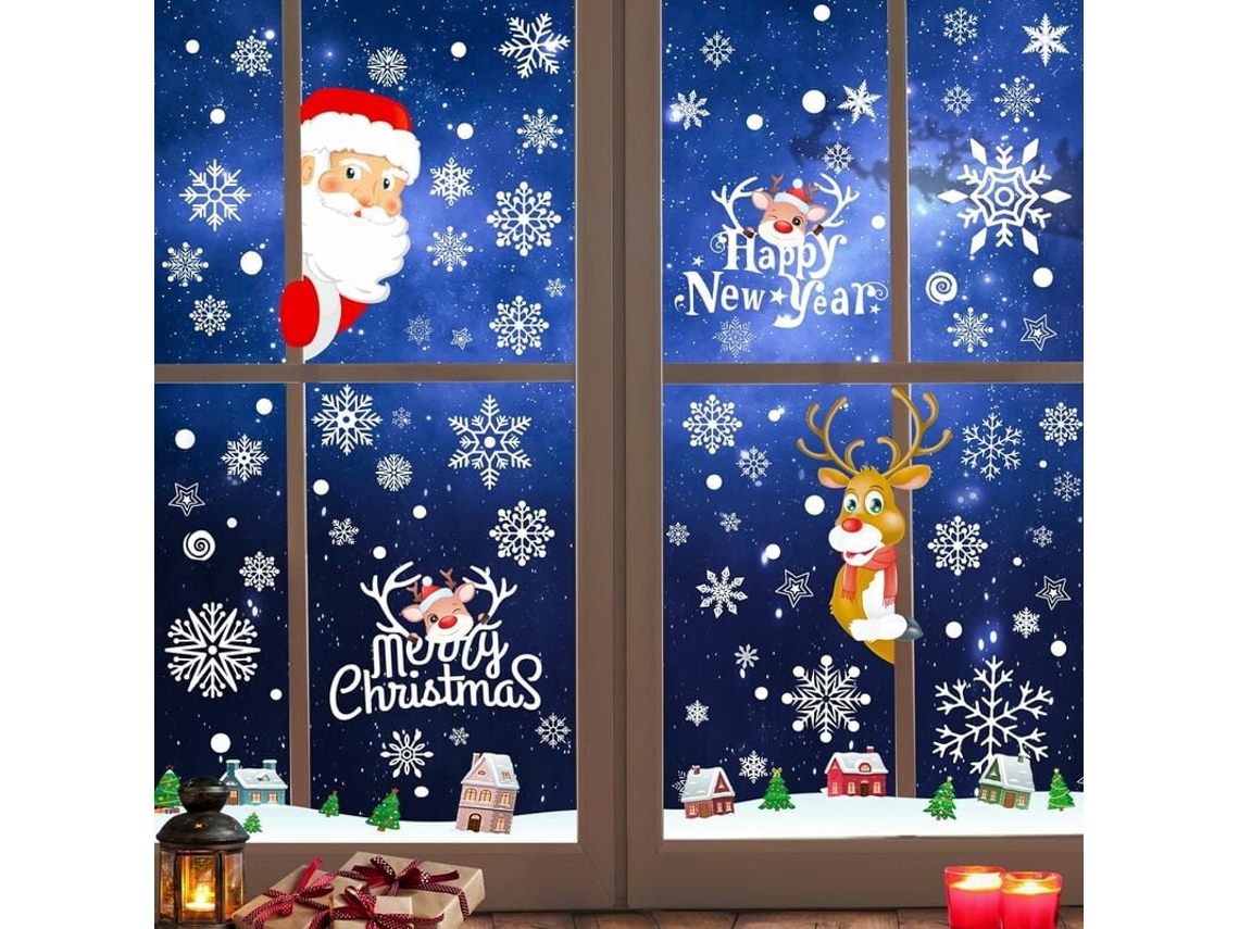 Pegatinas navideñas reutilizables para ventanas RNEMITERY