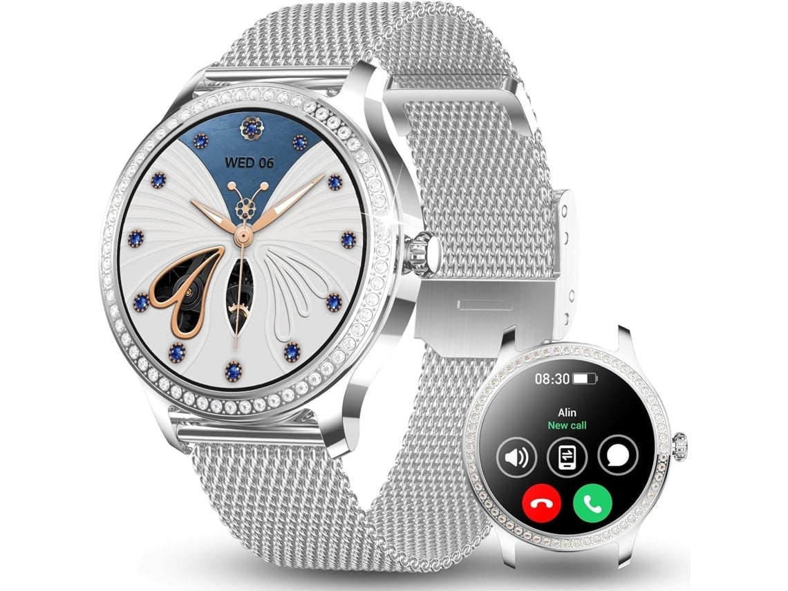 Reloj inteligente con función de teléfono, rastreador de diamantes, reloj de fitness, pantalla HD de 1,28 pulgadas, reloj rastreador de fitness IP68, Chennnls