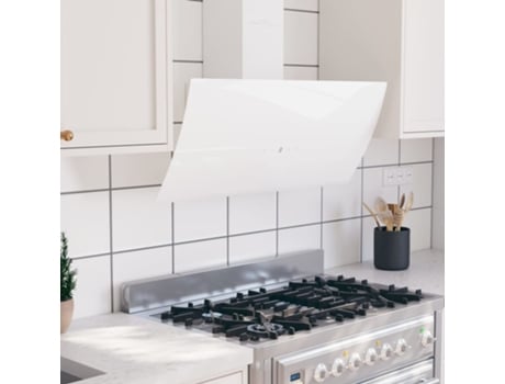 vidaXL Campana extractora de pared acero vidrio templado blanco 90 cm