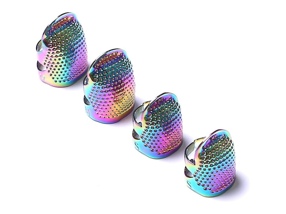 4 Dedales De Costura De Metal Dorado, Protector De Dedo Ajustable Para Costura Y Bordado Tallas S Y M
