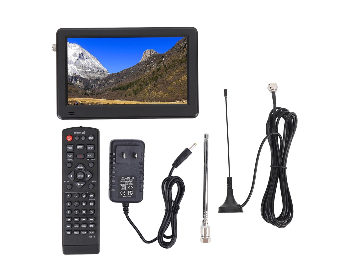 TV portátil con pantalla TFT LED y batería recargable.